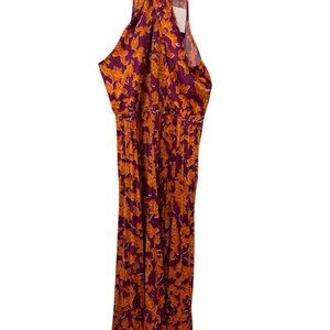 MWT Millennium Purple Orange Floral Halter Maxi Dress Size XL